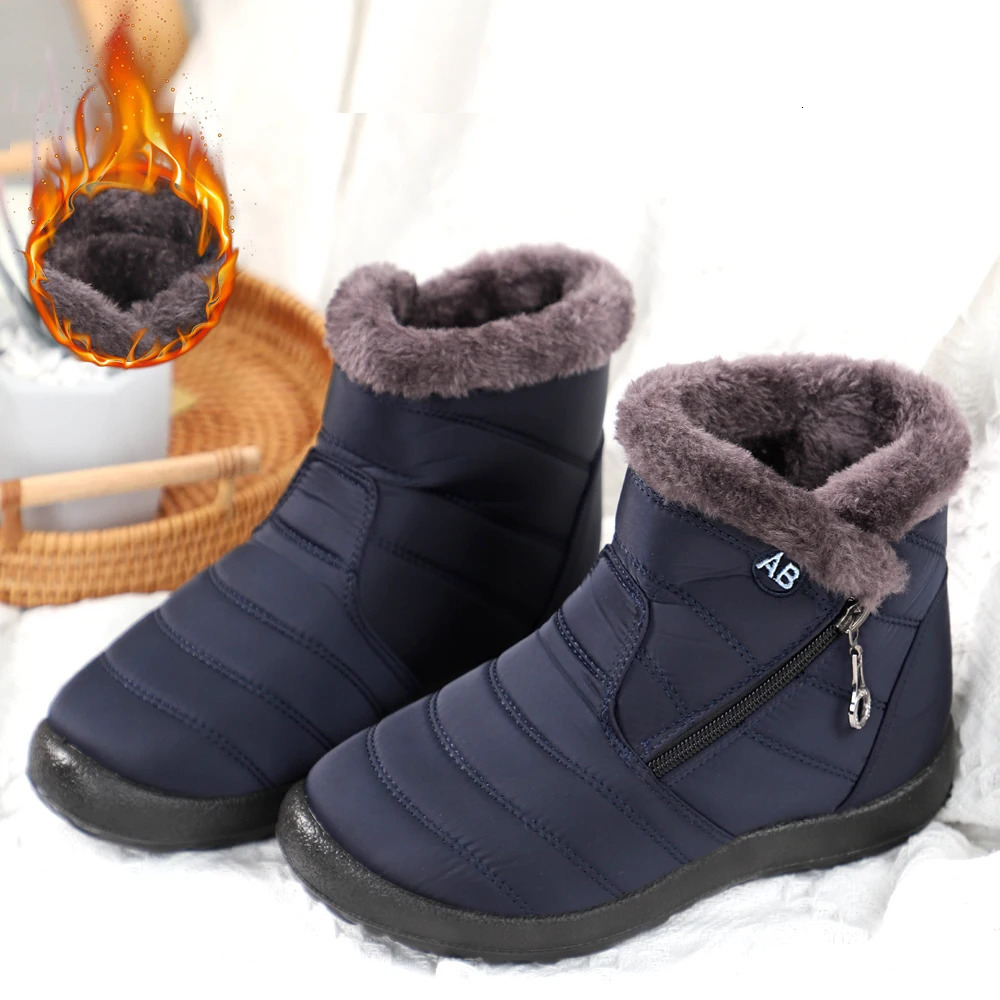 Winter Womens Waterproof Snow Boots Winter Womens Casual Lightweight Ankle Boots Warm Fur Winter Boots Botas Mujer 241018