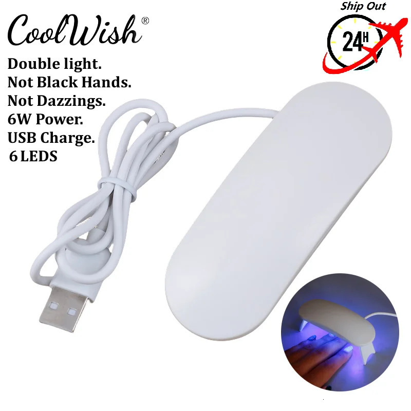 6 LED 6W professional mini UV LED nail lamp Usb lamp gel curing LED nail dryer portable USB cable nail 241018