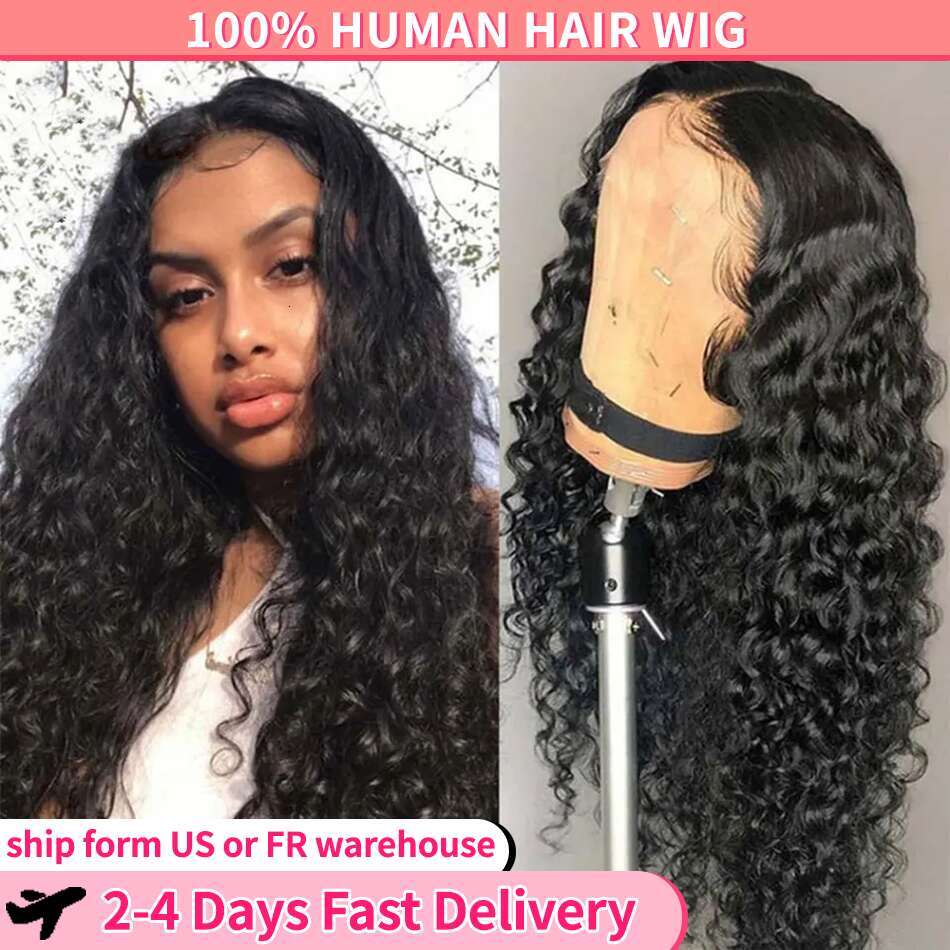 Glueless Deep Wave Wigs Human Hair Wig x Lace Front Closure Water For Woman Ready To Wear Pre Cut