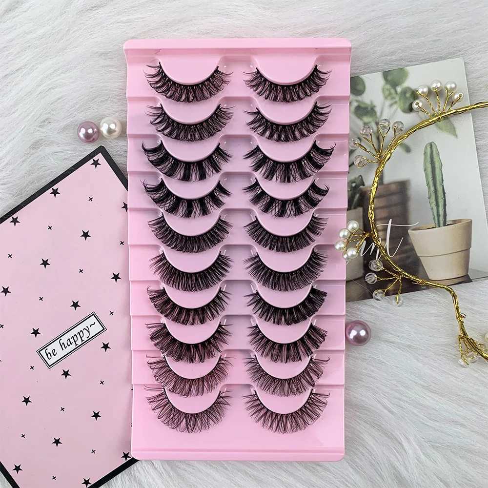 Russian 10 Pairs DD Curl Strip Lashes Fluffy Volume False Eyelashes DD Curl Dramatic Messy Faux Mink Fake Lashes Make UpXJ25872