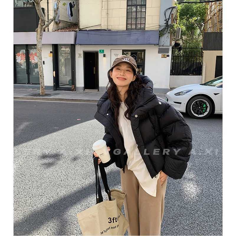 Women Jacket Short Hooded Down Jacket 2024 Winter Coat Korean Fashion Thick Warm Parkas Loose White Duck Pink OutwearX241019