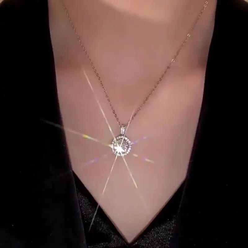 Pure 1ct-10ct Womens Premium Diamond Necklace Original 925 Silver Luxury Pendant Necklace 241018
