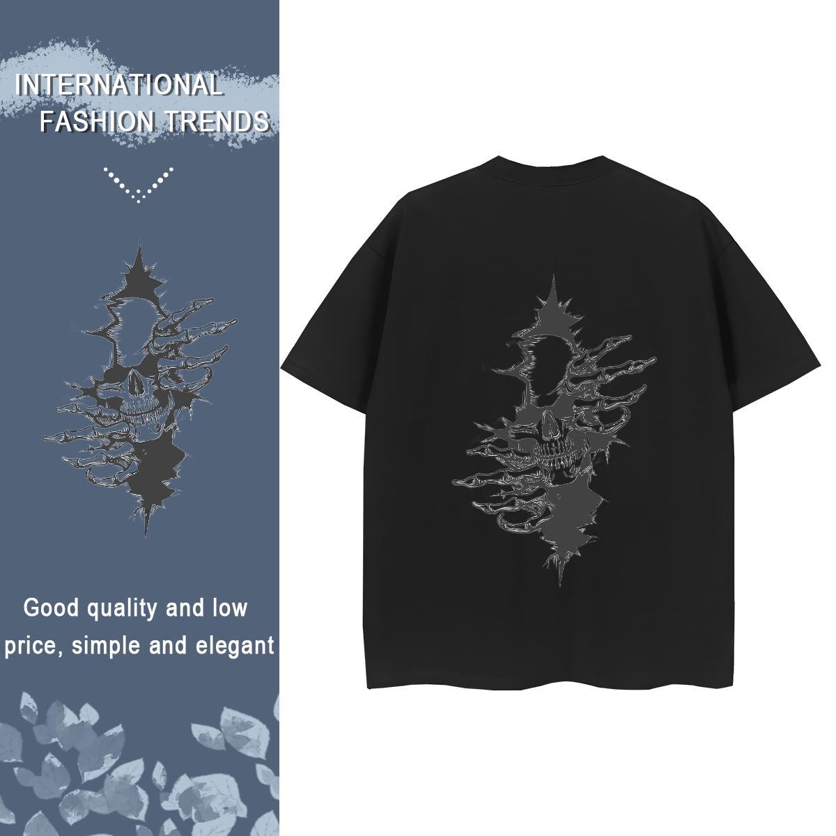 Fashion New T Shirts Women 100% Cotton 230g Crew Neck Casual Beach skull Womens Tshirts Free Shipping Graphic Tops Tees