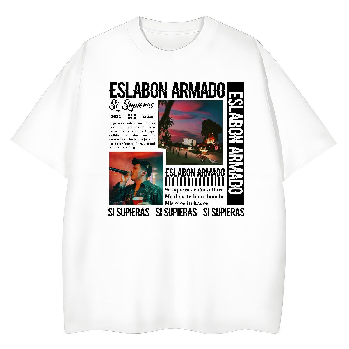 Fashion T-Shirts 230g 100% Cotton Breathable Short Sleeve Sports Casual Eslabon Armadob Tshirt for Man Woman 5A Custom Cartoon Tops Shirt