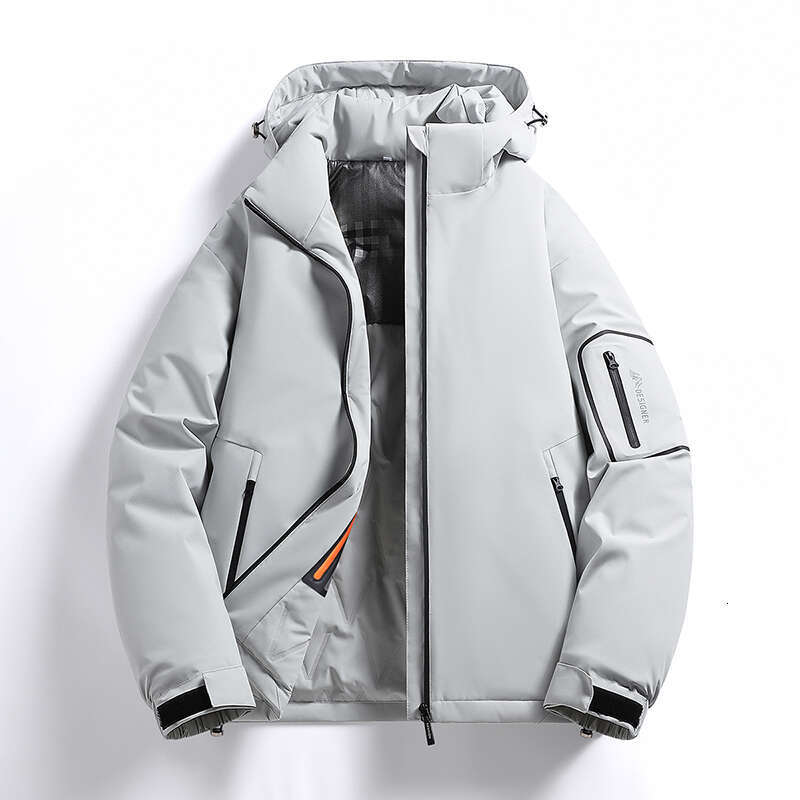 Winter Outdoor Men's Windbreakers Hooded Casual Cotton-Padded Jacket Thermometer Graphene Oversized Outwear Waterproof Jackets