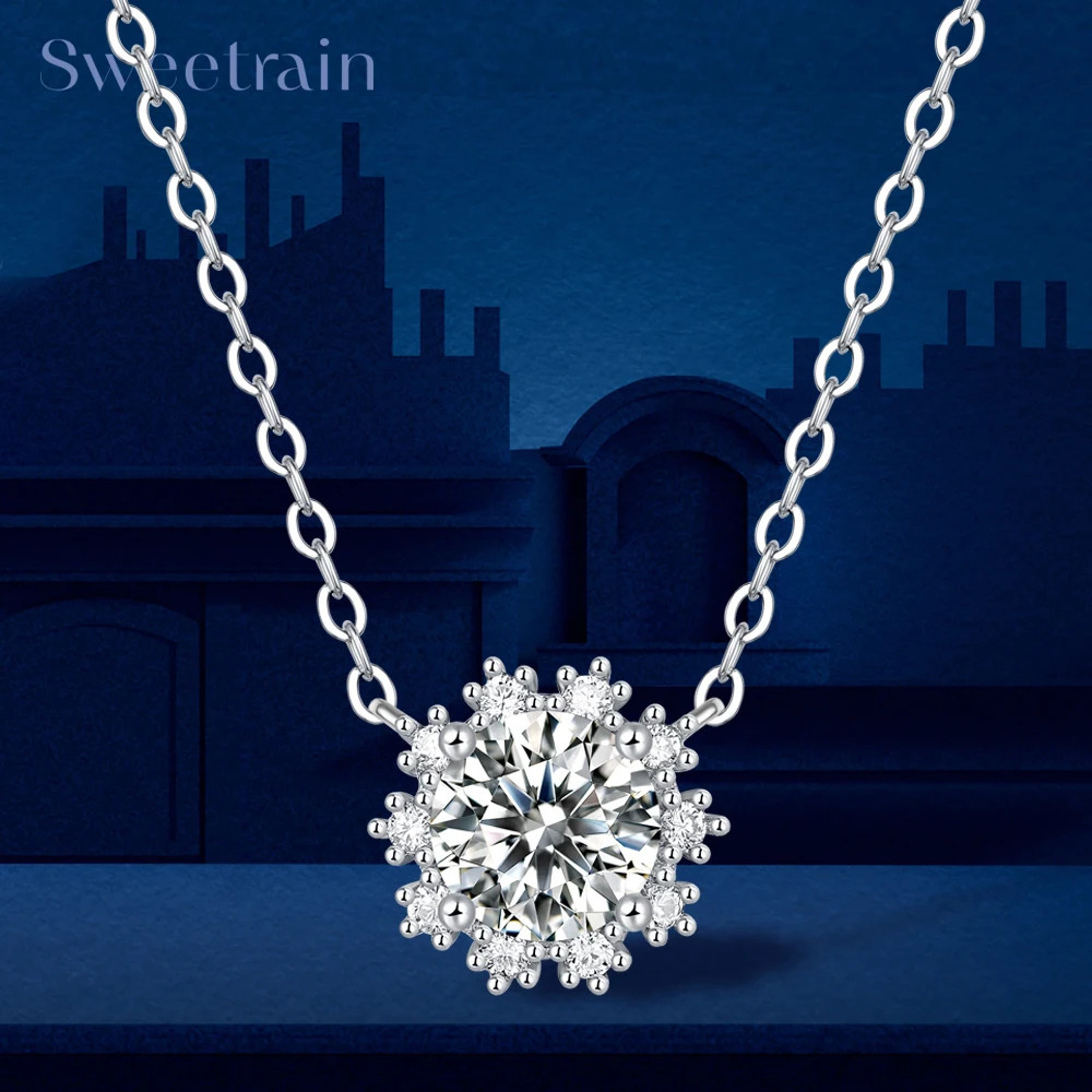 925 sterling silver 1ct pendant necklace 18k gold-plated sunflower necklace Clavicle chain exquisite jewelry for women 241018