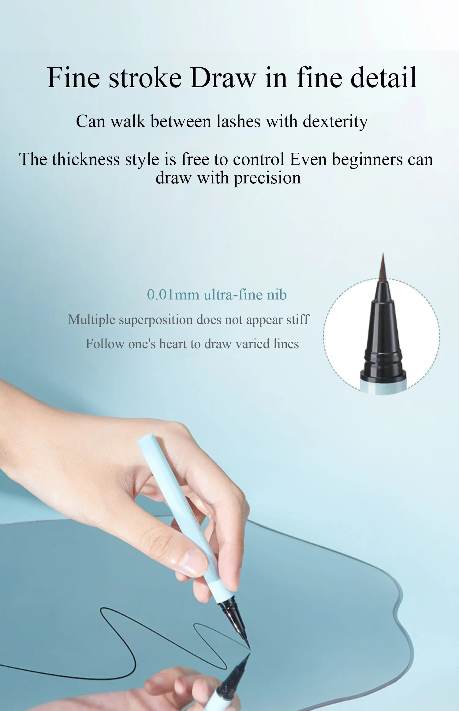 Timage eyeliner pen black liquid eyeliner pen durable waterproof stain free ultra-fine eyeliner pen 241018