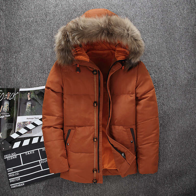 Down Jacket Men Faux Fur Coat Casual Fur Hood Jacket Windproof Thick Winter Brand-Clothing Outerwear Men Parkas
