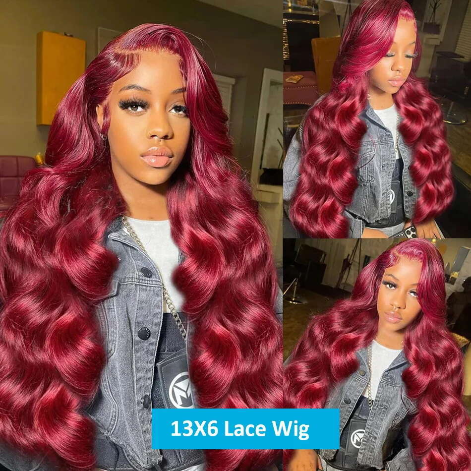 200% Density 13x6 Body Wave Hd 13x4 Frontal Human Hair Wig For Black Women 99j 360 Full Lace Front Brazilian bury Wigs