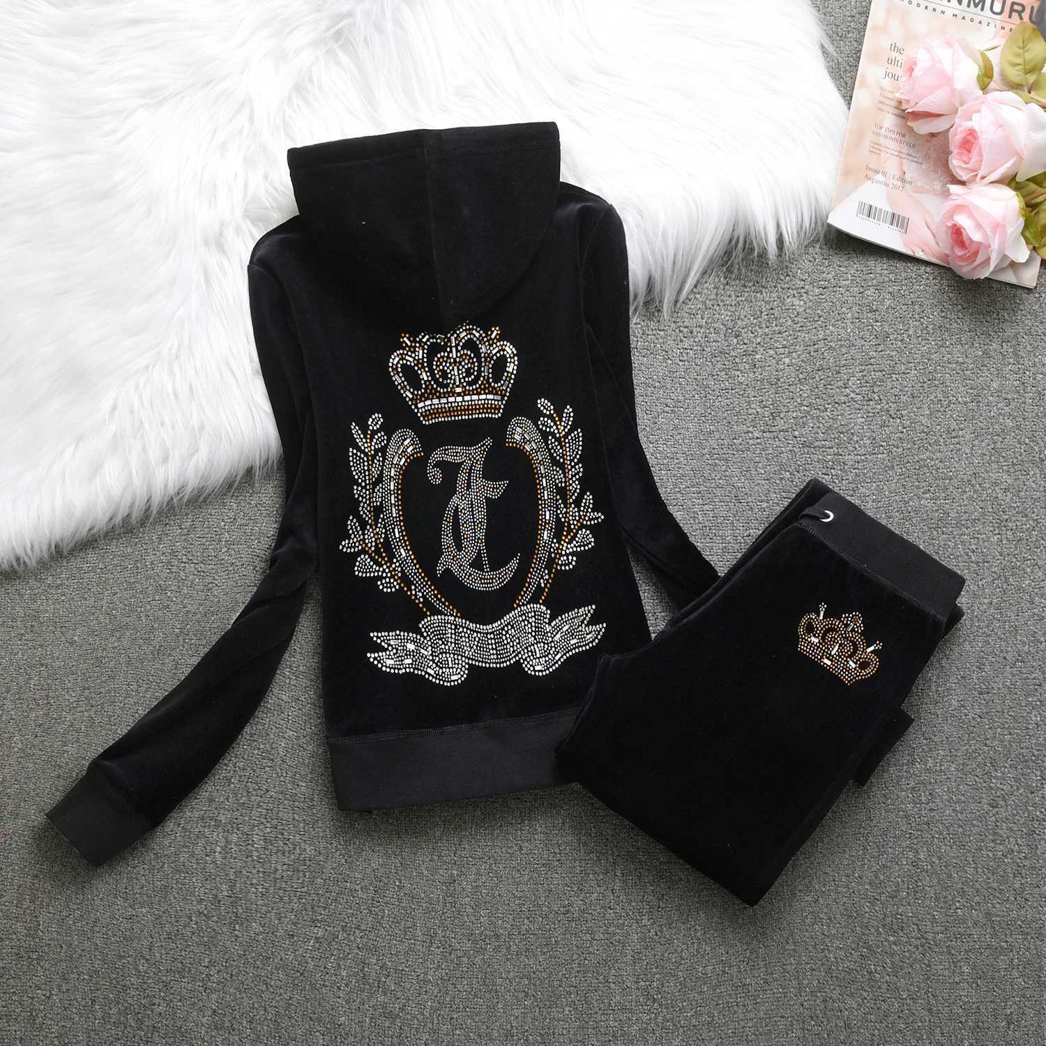 Women's Two Piece Pants JUICY COMETRURE VELVET Casual Tracksuit Womens Velvet Set Diamond Juicy 2 pieces Y241019IYC6 C260312