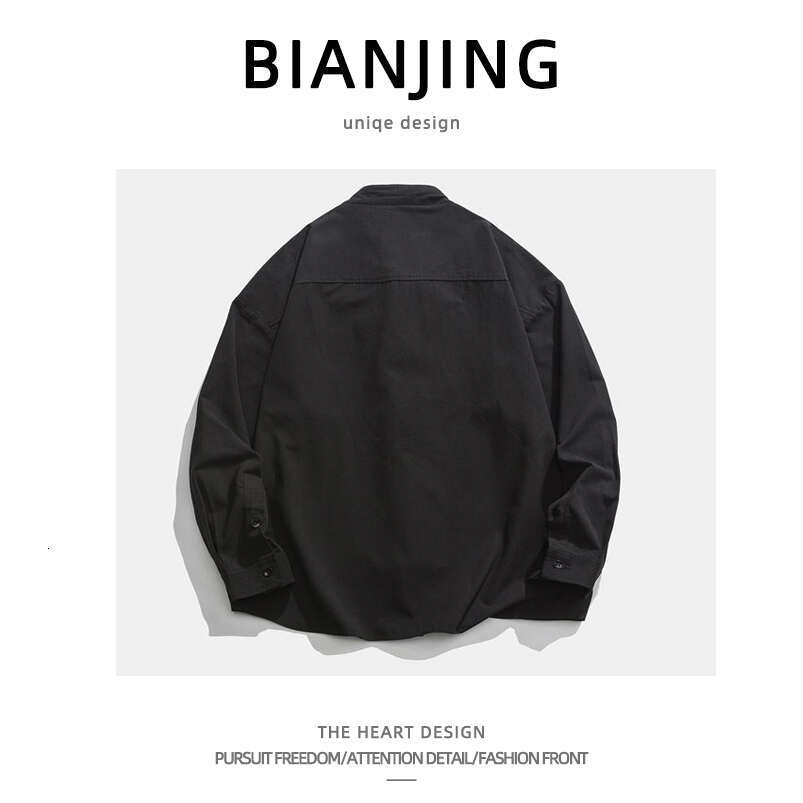 shanshi Men's shirts New Tang suit Chinese long sleeved loose casual stand up collar Zhongshan shirt men's thin style