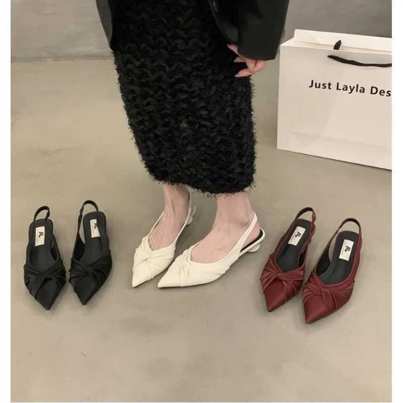 Fashion shoes for women single pedal pump angle toe bow tie sexy dress party shoes womens shallow high heels Y241019