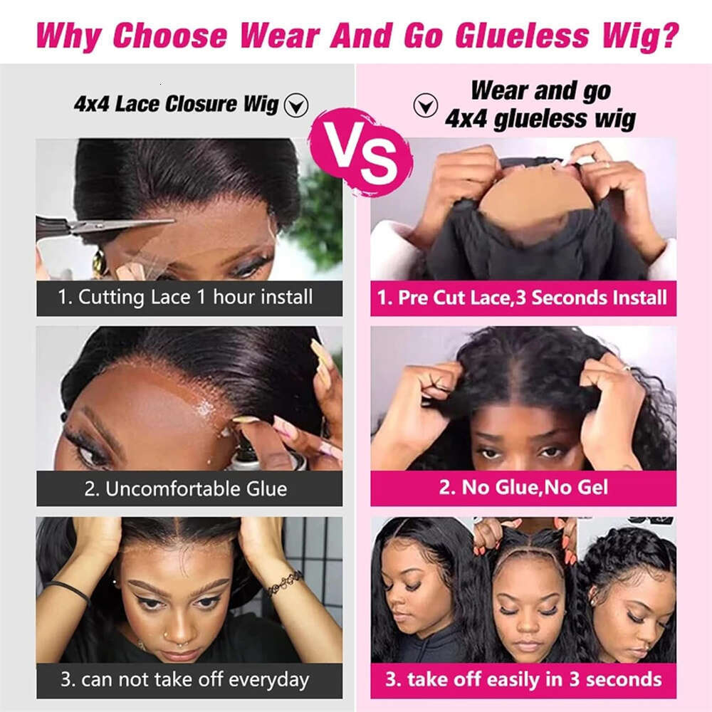 Go BOB Wear Glueless Preplucked Human Wigs Ready To Pre Cut x Hd Lace Closure Kinky Culry Frontal Wig For Black Women
