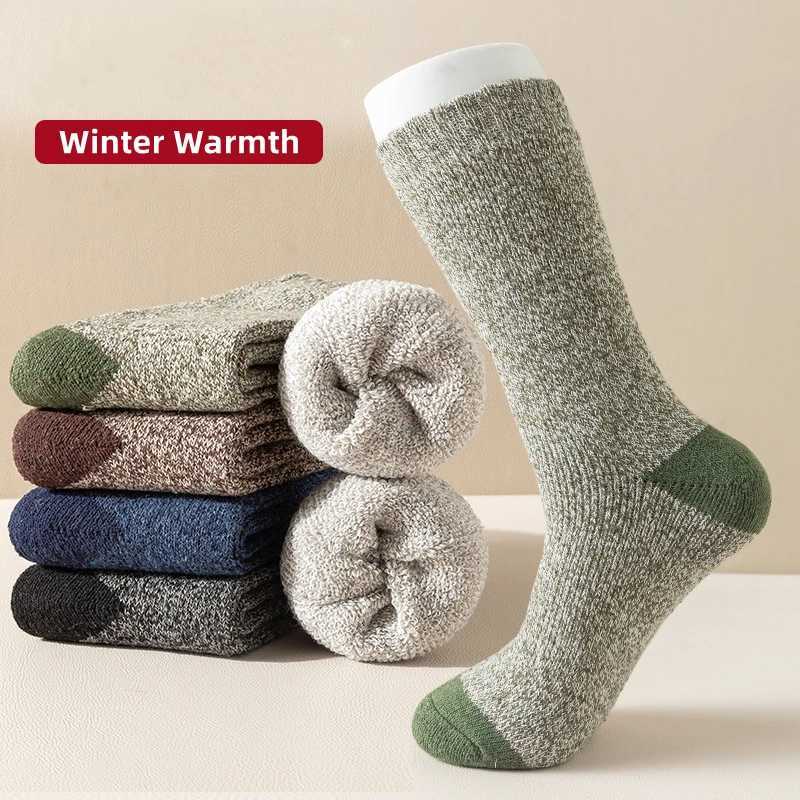 2024 New Autumn Winter Mens Warm Socks Christmas Thickened Wool Warm Womens Tube Socks Anti-odorant Woolen SocksXJ241019