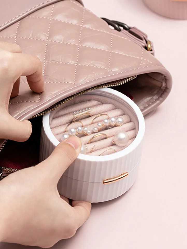 1 travel jewelry box circular ring storage box used for rings pendants earrings necklaces organizer storage racks small bead treasure boxes W241019