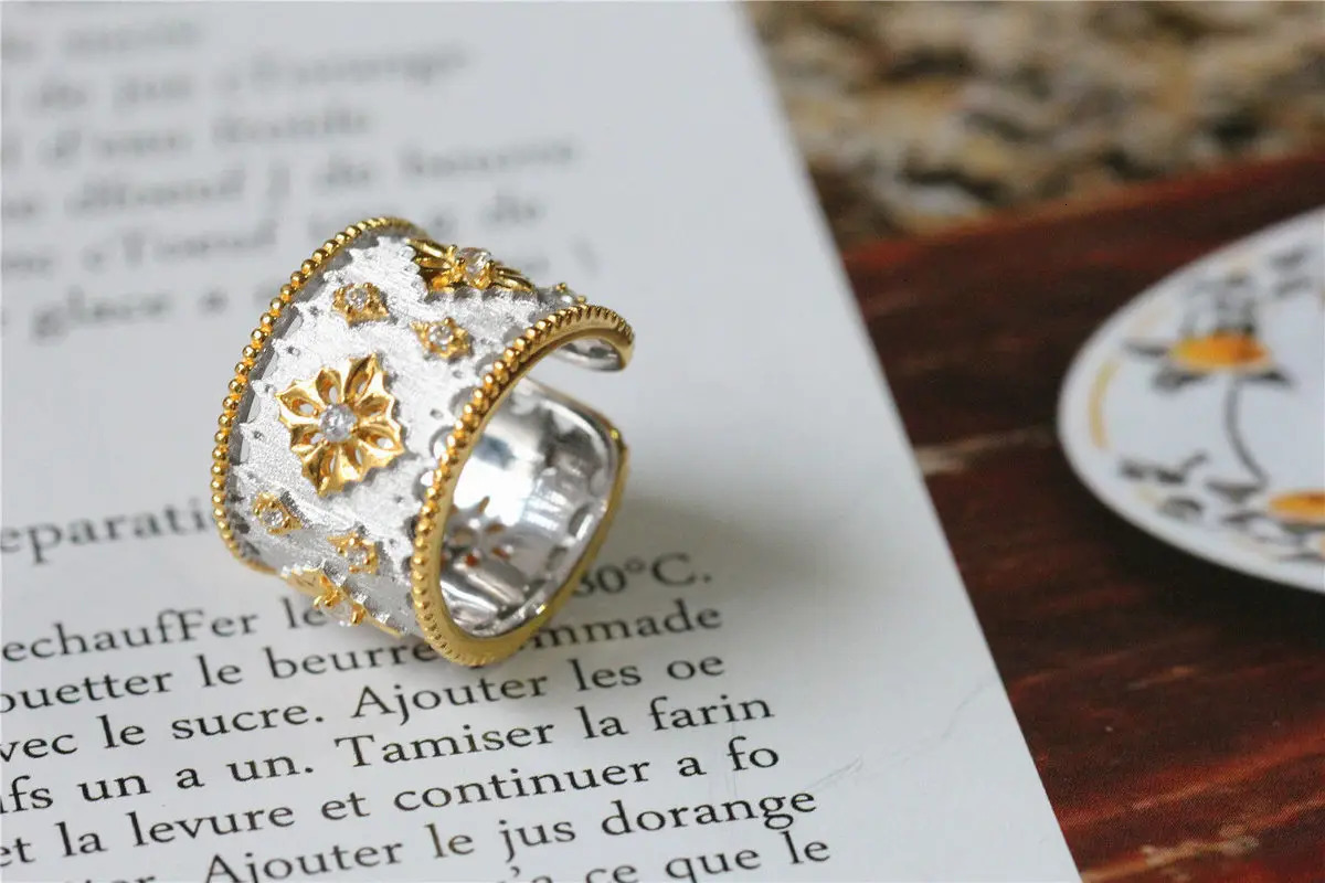 retro style womens wedding party open ring all zirconia carved finger ring jewelry gift 240925