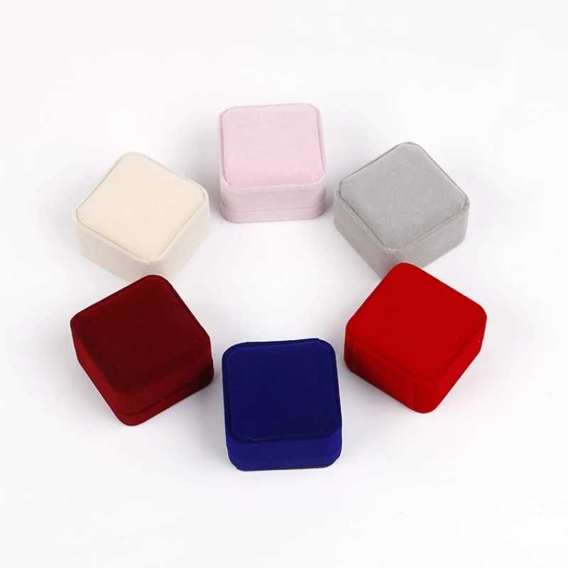 6-piece square velvet ring box ring earring stud storage organizer jewelry gift box romantic recommendation wedding ring box W241019