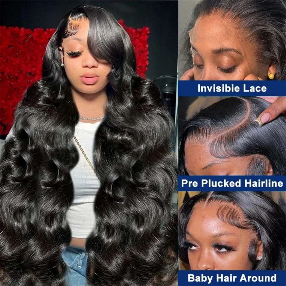 Lace Frontal x Wig Brazilian Body Wave Transparent Front Human Hair Wigs Pre Plucked Closure For Women s