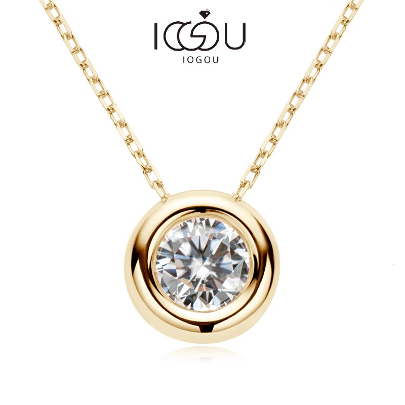 IOGOU Real D VVS1 Necklaces 6.5mm Round Pendant Suitable for Women 100% Silver 925 Gold Color Exquisite Jewelry Wholesale 241018