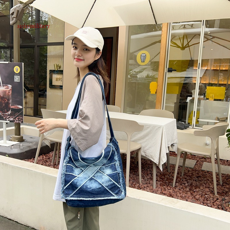 Western vintage denim crossbody for men and women commuting couple casual shoulder bag large capacity student backpack #33 swissmilitary