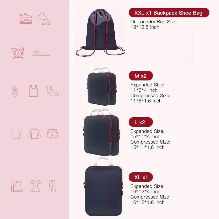 Ultralight Compression Packing Cubes For Suitcases,Travel Accessories Portable Lage Storage Bag Waterproof Travel Organizer