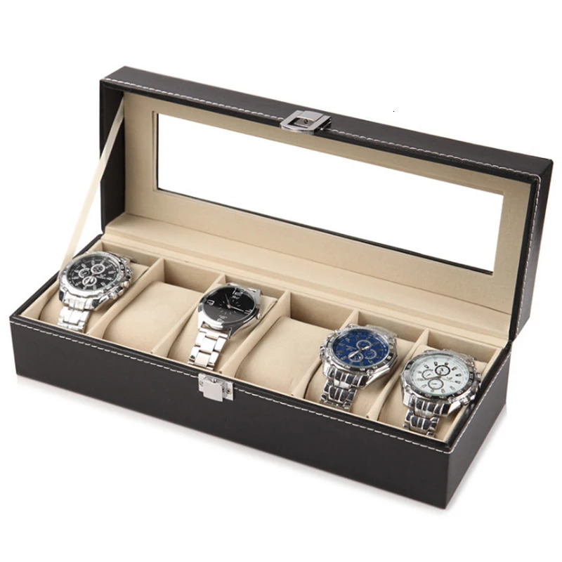 2/3/4/5/6/8/10/12/20 Girl PU Leather Watch Box Display Box Bracket Black Storage Box Organizer Gift Box for Men and Women 241018