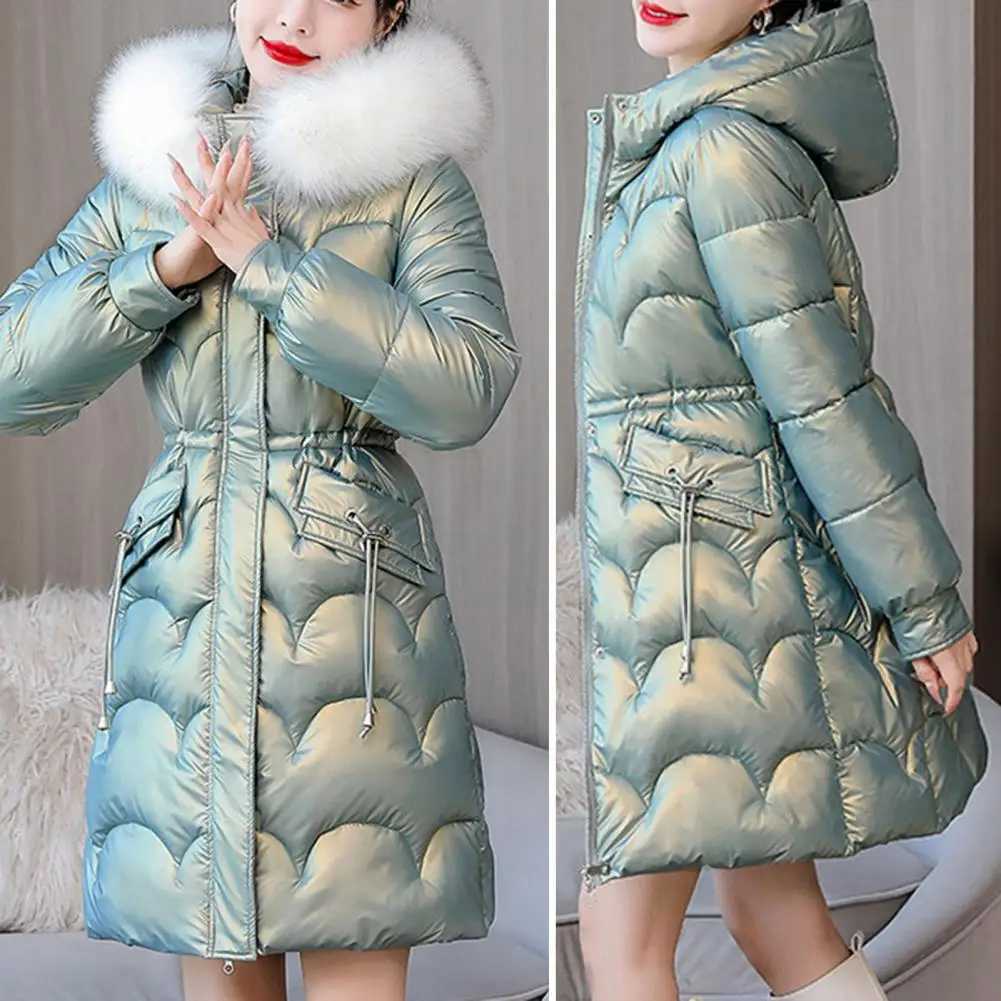New Winter Jacket Parkas Women Glossy Down Cotton Jacket Hooded Parka Warm Female Cotton Padded Jacket Casual OutwearX241019