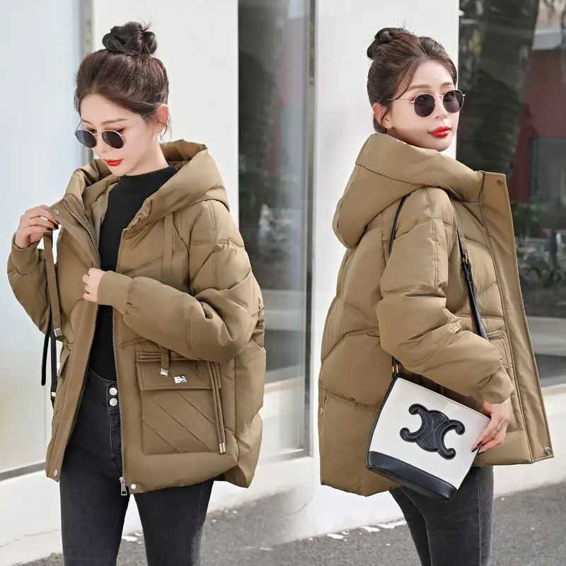 2024 New Winter women Warm Down Cotton Jacket fashion hooded Thick Puffer clothing Short coat casual Loose outerwear female R022X241019