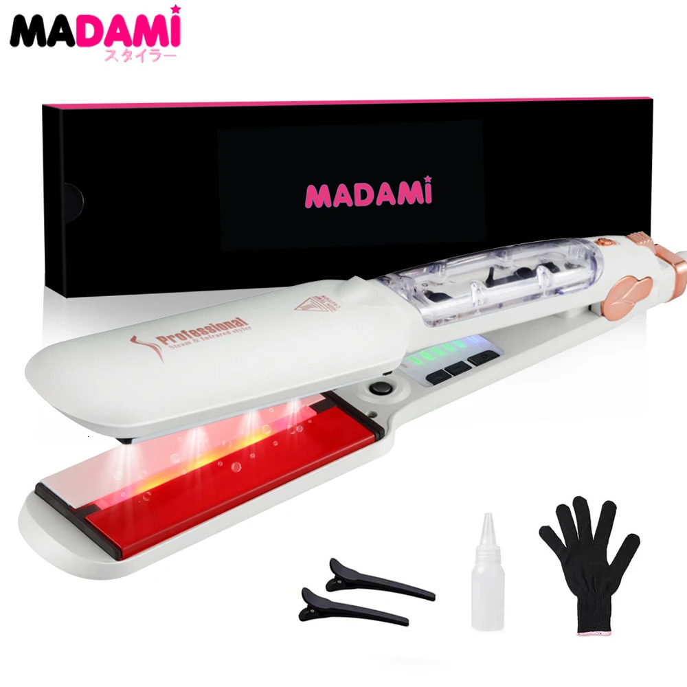 Steam straightener 2-inch flat iron with infrared 450 ° F professional salon hair styling tool dual pressure 241018