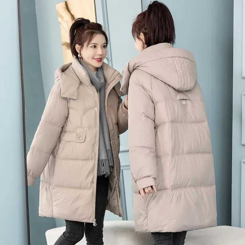 2023 Winter Women Hooded Jacket Coats Long Parkas Female Down Cotton Overcoat Thick Warm Padded Windproof Casual Windbreaker 3XLX241019