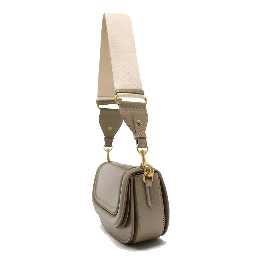 Womens handbag casual homeless bag handbag wide shoulder strap PU half moon crescent bag Communicating saddle shoulder bag 241018