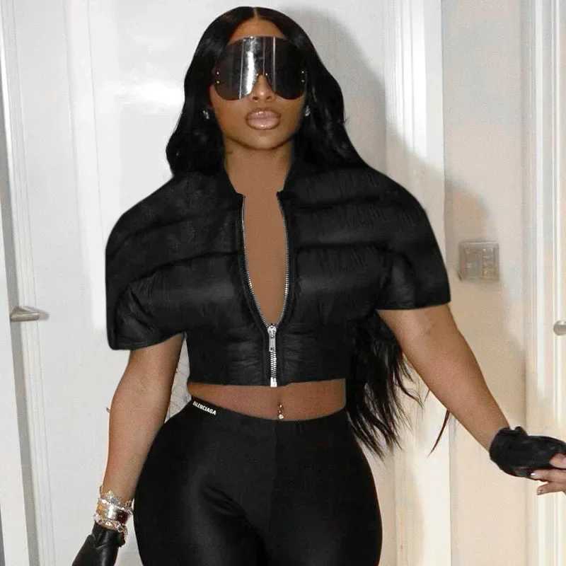 Women's Down Parkas Fashion Women Short Slve Zipper Puffer Jackets Fall Winter Warm Bubble Coats Slim Waist Short Parkas Down Cropped Jackets 202