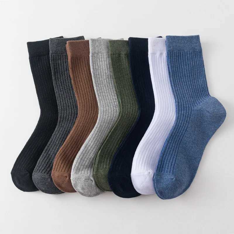 5 Pairs Business Man Short Socks Crew Classic Striped Cotton Solid Breathable Elastic Endurable Party Dress Socks GentlemanXJ241019