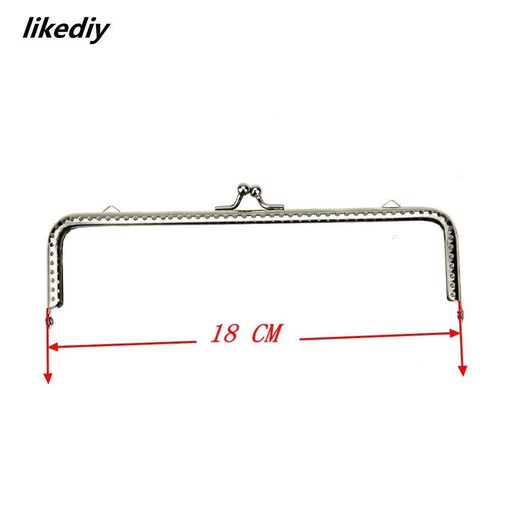 1 Piece Square Glossy Silver Basic Metal Purse Frame Kiss Clasp Lock DIY Bag Accessories 8510512515518 CM 241017