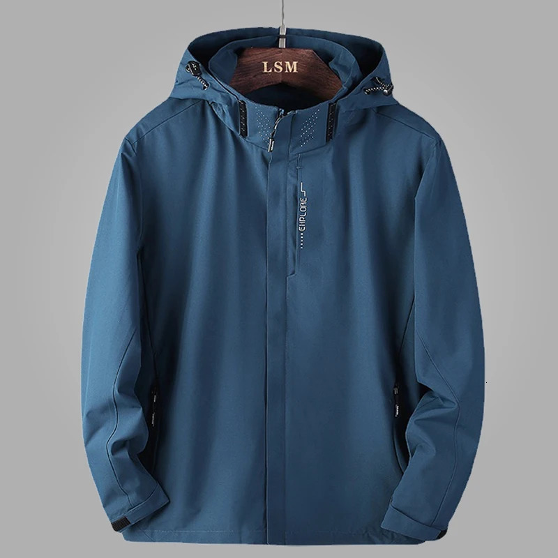 Autumn clothing jacket mens plus size jacket mens waterproof hooded sweatshirt oversized windproof jacket camping sweater hiking jacket 241007