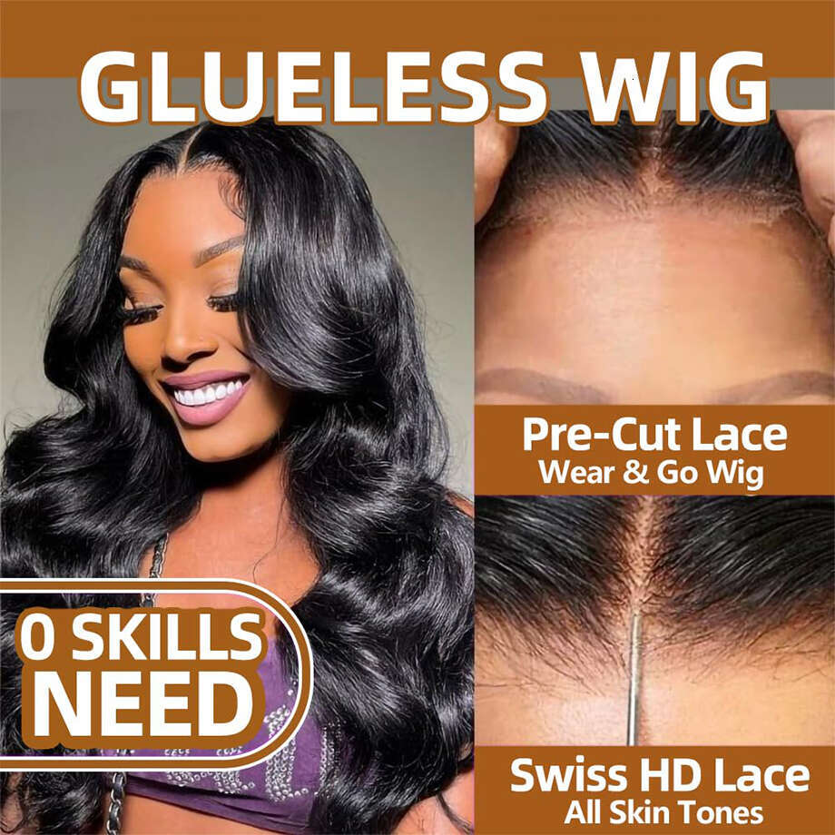 Wave Wig Body x Glueless PrePlucked Human Hair Wigs Ready To Go Transparent Pre Cut Lace Closure For Black Women Bling s