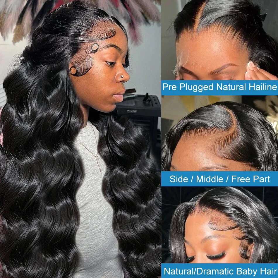 Inch x Density Transparent HD Lace Frontal Body Wave Wigs Human Hair Remy Front Wig For Black Women