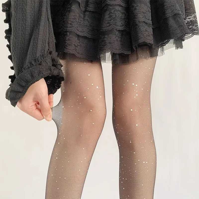 Socks Hosiery NEW FishnetSequin Stockings Women Sexy Fashion Shiny Net Tights Female Slim Rhinestone Mesh Nylon Hot Tights Y24083307WUZ