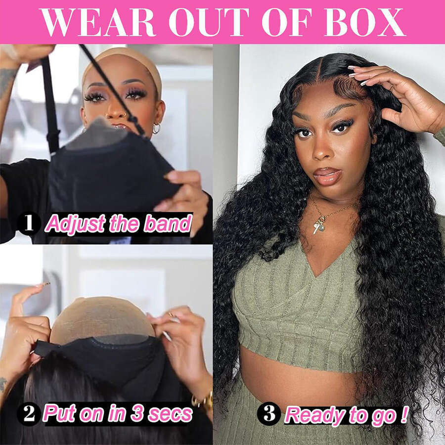 Wear and x Go Glueless Wigs Human Hair HD Curly for Women Real No Glue Lace Wig Pre Cut For Beginners