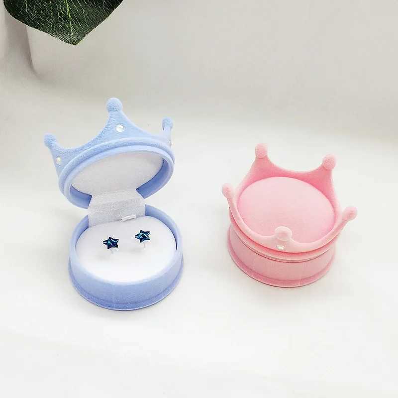 Velvet Flip up Childrens Necklace Earrings Studs Finger Rings Exquisite Shell Sea Star Crown Jewelry Box Bead Box W241019