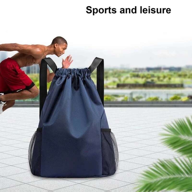 Fiess Travel Outdoor Sports Drawstring Backpack Large Capacity Gym Swimming Beach Basketball Bag