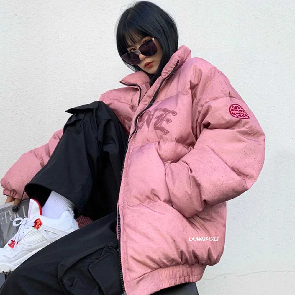 Women's Down Parkas Winter Jacket women 2023 Letter Embroidery Badge Strtwear Warm Thick Zipper Harajuku All-match Parka Jackets Coat Y241019H5IW