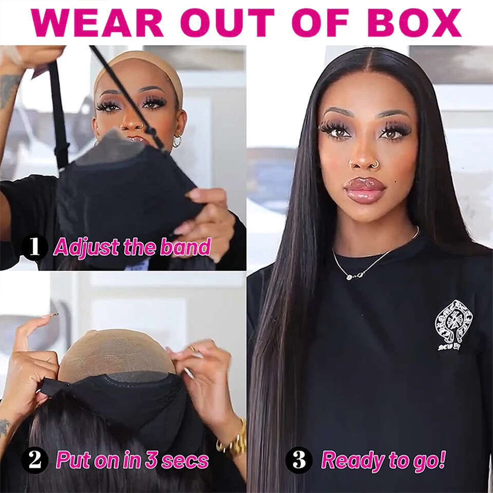 Go Glueless Ready To Wear Straight 13x4 Front Pre Cut Lace 4x4 Closure Human Hair Wig