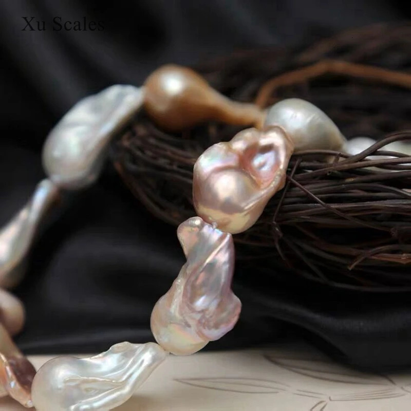Natural Freshwater Baroque White Multicolor Mixed Pearl Bead Necklace European and American Fashion High end Jewelry 241018