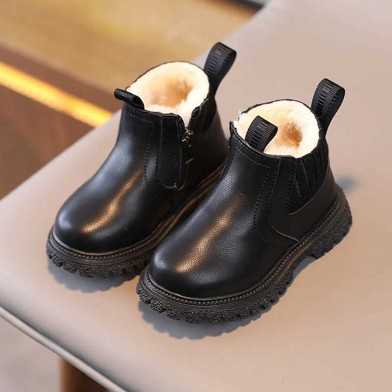 Childrens Boots For Boys Girls Fashion Children Ankle Snow Boots Rubber Sole Warm Winter Side Zipper Kids ShoesXJ241206