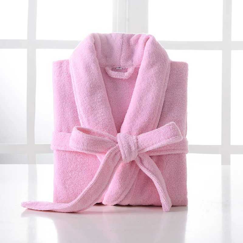 100% Cotton Long Thick Absorbent Terry Bath Robe Kimono Men LightWeight Waffle Towel Bathrobe Sleepwear Women Dressing GownXJ241018