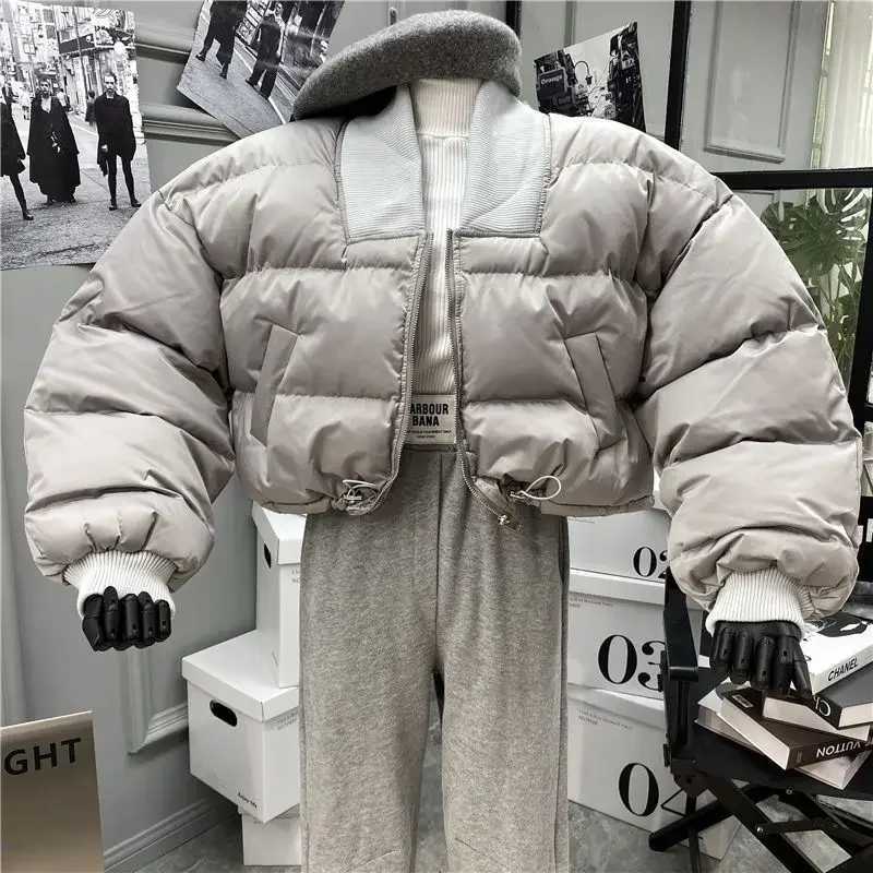 Women's Down Parkas OCEANLOVE Autumn Winter Womens Solid Korean Fashion Thick Retro Short Park Coat Zipper Loose Ropa De Mujer Y241019Y4MN