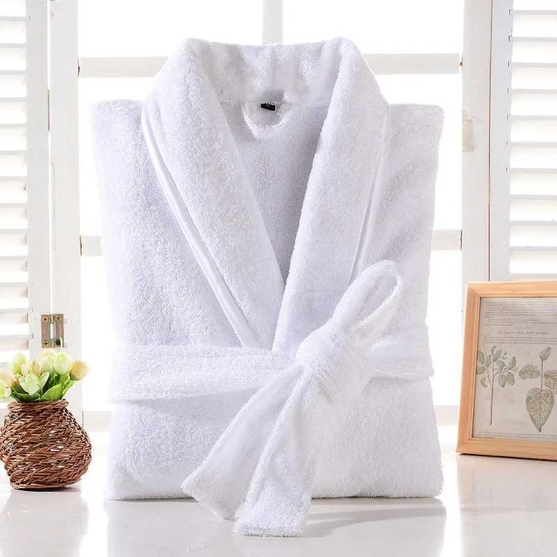 Terry Robe Men 100% Cotton Bathrobe Lovers Brown Robes Men Bathrobe Solid Towel Fleece Long Robe Sleepwear Bridesmaid Robe WhiteXJ241018