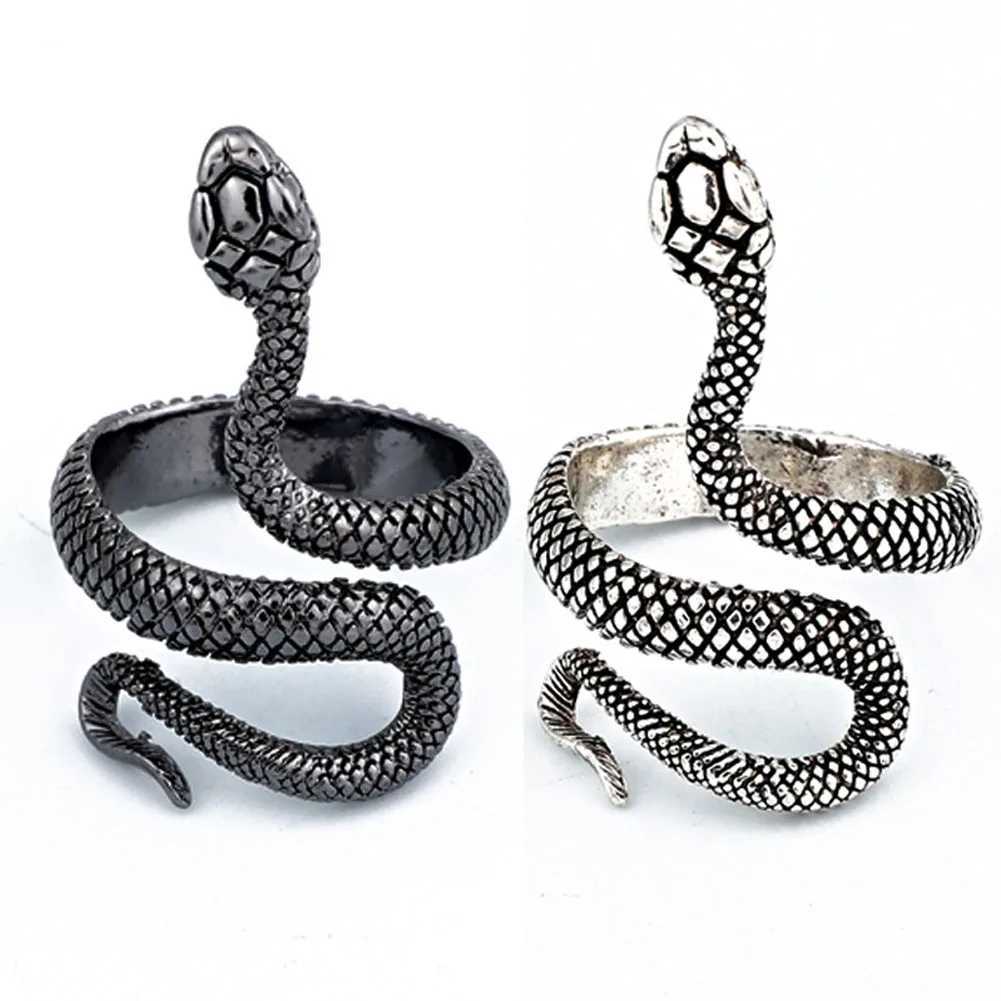 Mens Womens Punk Gothic Snake Ring Exaggerated Black Plating Gothic Adjustable Party Gift Jewelry Womens Jewelry Y241019