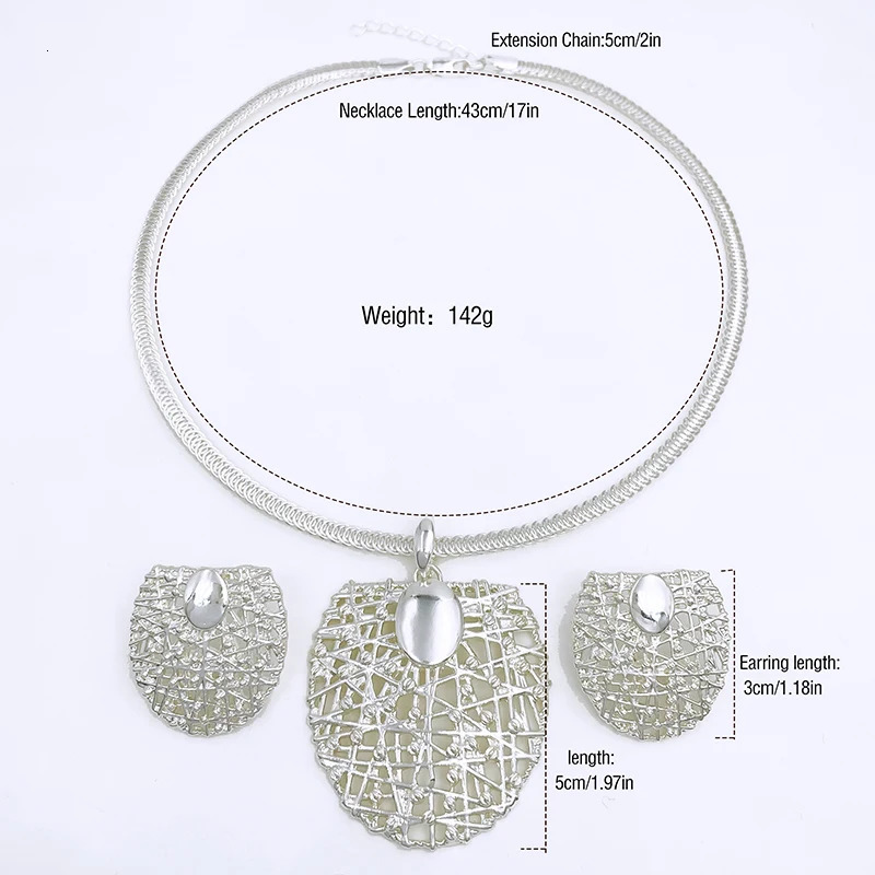 Golden necklace earring set suitable for women unique necklace pendant earrings 3pcs set high-quality accessories free delivery 241018